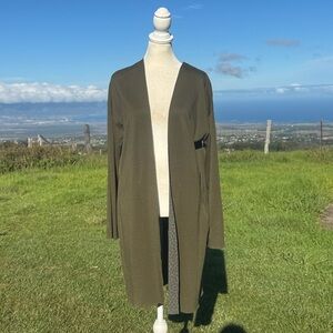 Gudrun Sjoden Olive Green Trench long Cardigan Organic Cotton / Modal Small